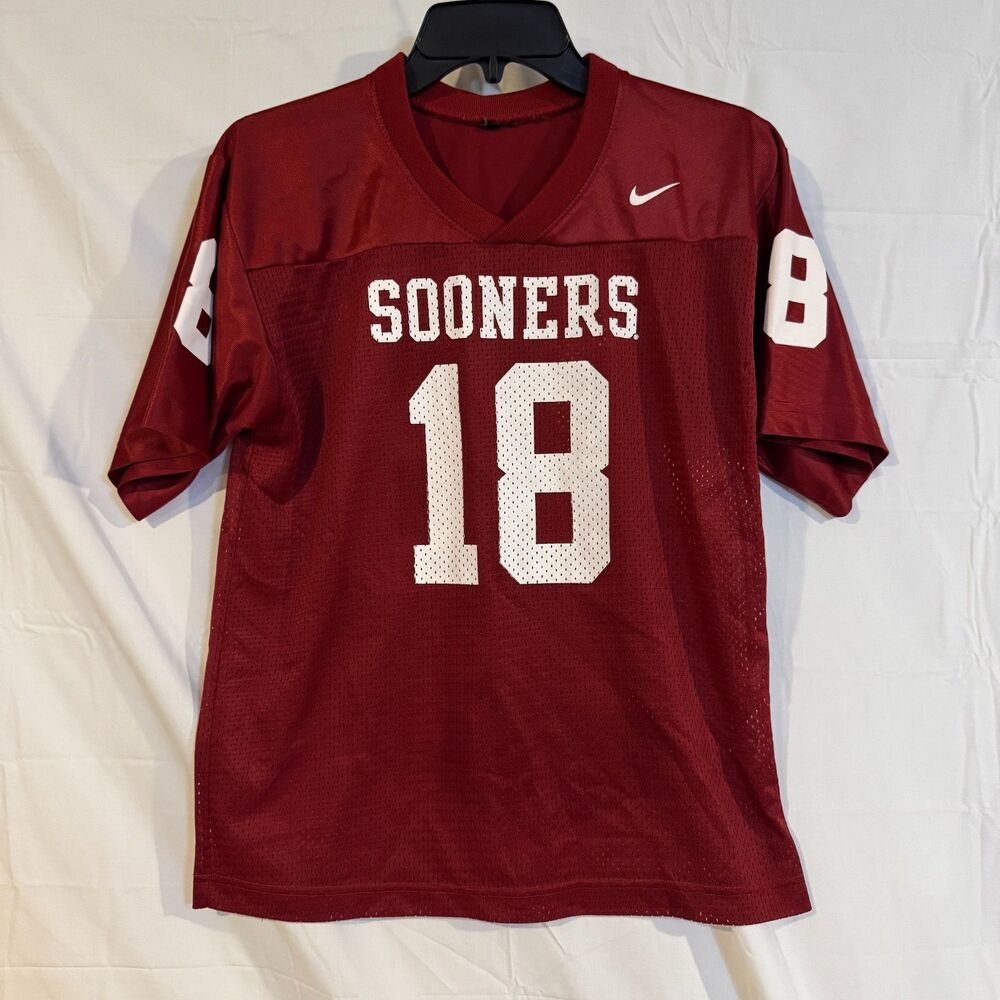 Nike Oklahoma Sooners Football Jersey Youth Medium M 18 Crimson Red Kids Crimson